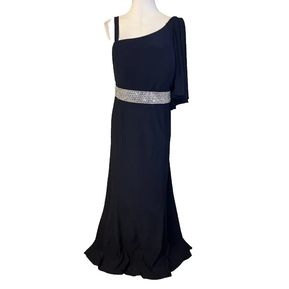 R & M Richards Formal Long Dress 14W Blue Party Cruise Wedding Washable NEW